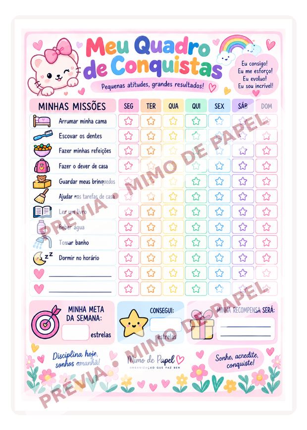 Quadro de Conquistas Gatinha