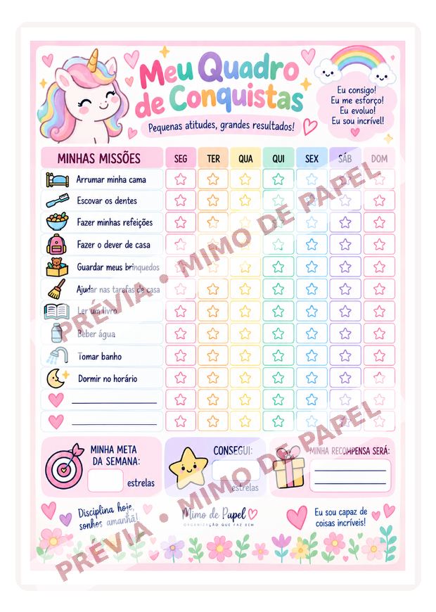 Quadro de Conquistas Unicórnio