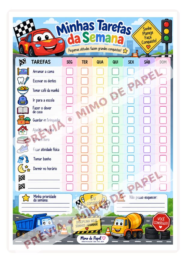 Tarefas da Semana Carros e Caminhões