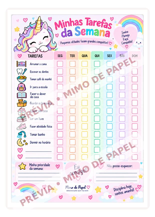 Tarefas da Semana Unicórnio